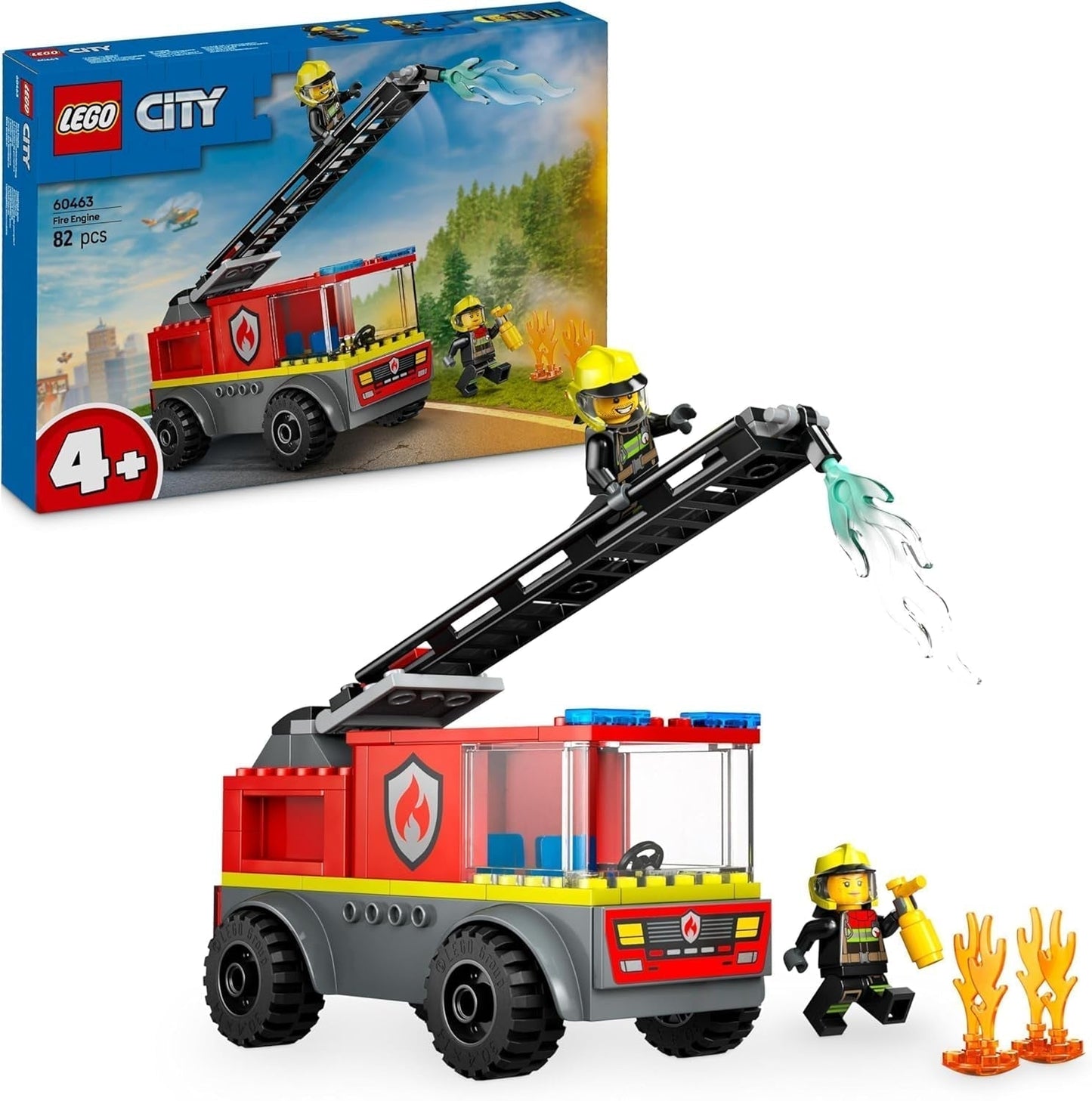 LEGO City Fire Ladder Truck – Spielzeug-Feuerwehrauto mit 2 Feuerwehrmann-Minifiguren für Jungen und Mädchen ab 4 Jahren – Lernspielzeug – Geschenk für Vorschulkinder 60463 Bausätze Besuche den LEGO-Store Standardtitel