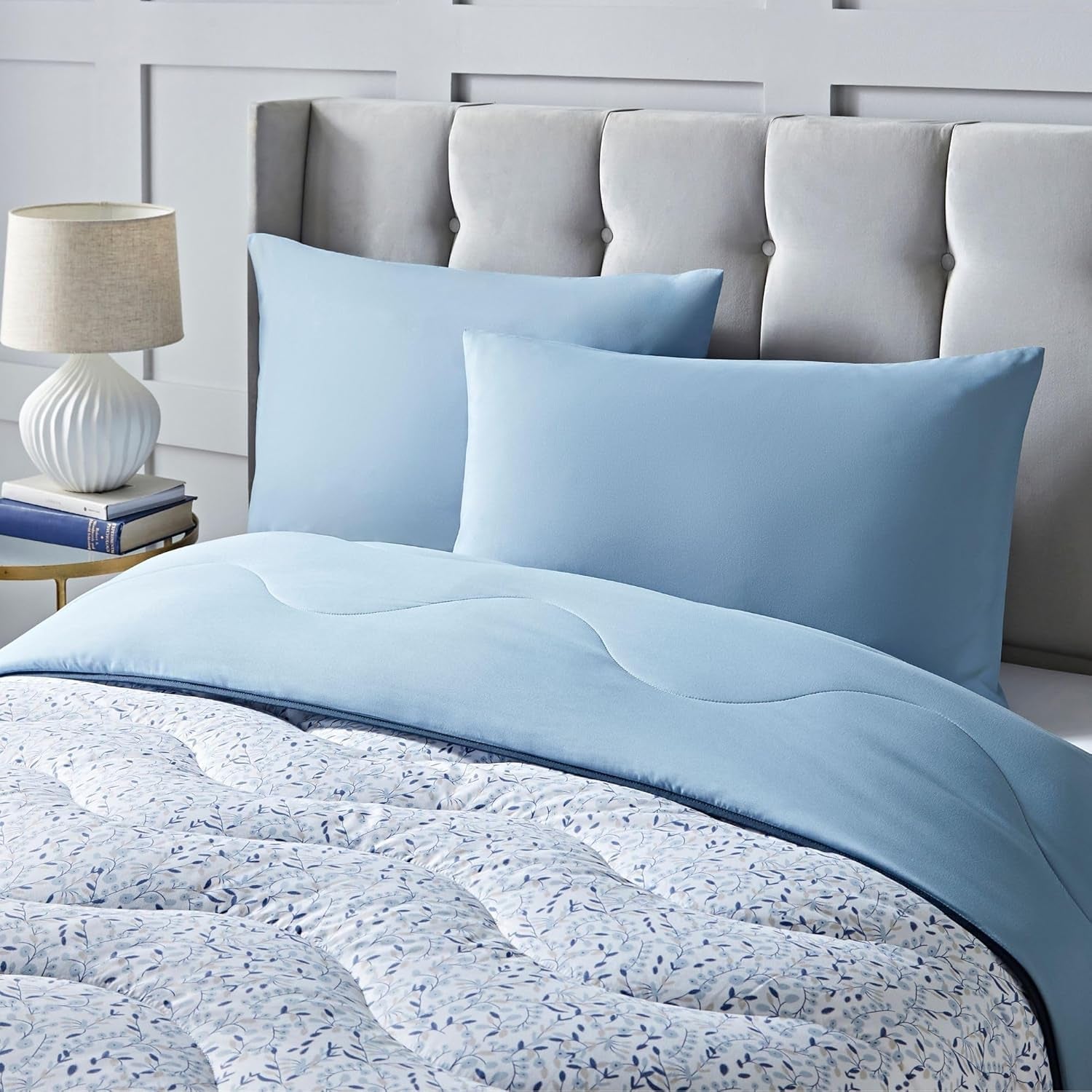 Night Lark Bettdecke ohne Bezug, Super-King-Size-Bett, 6 Tog, Frühling und Sommer – Blue Garden, superweiche Bettdecke, leicht, maschinenwaschbar, schnell trocknend, All-in-One-Wendebettdecken und Steppdecken, Naty Shop