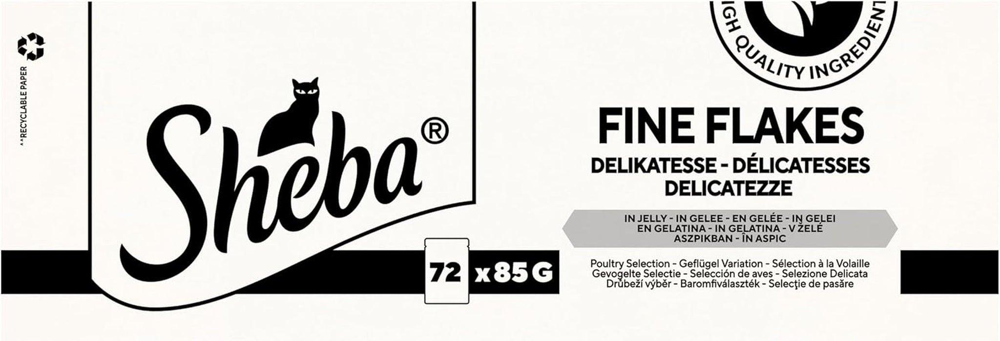 SHEBA Nassfutter für Katzen – 72 Beutel x 85 g – Geflügelsorte in Gelee – Nassfutter für Katzen – 1 große Packung