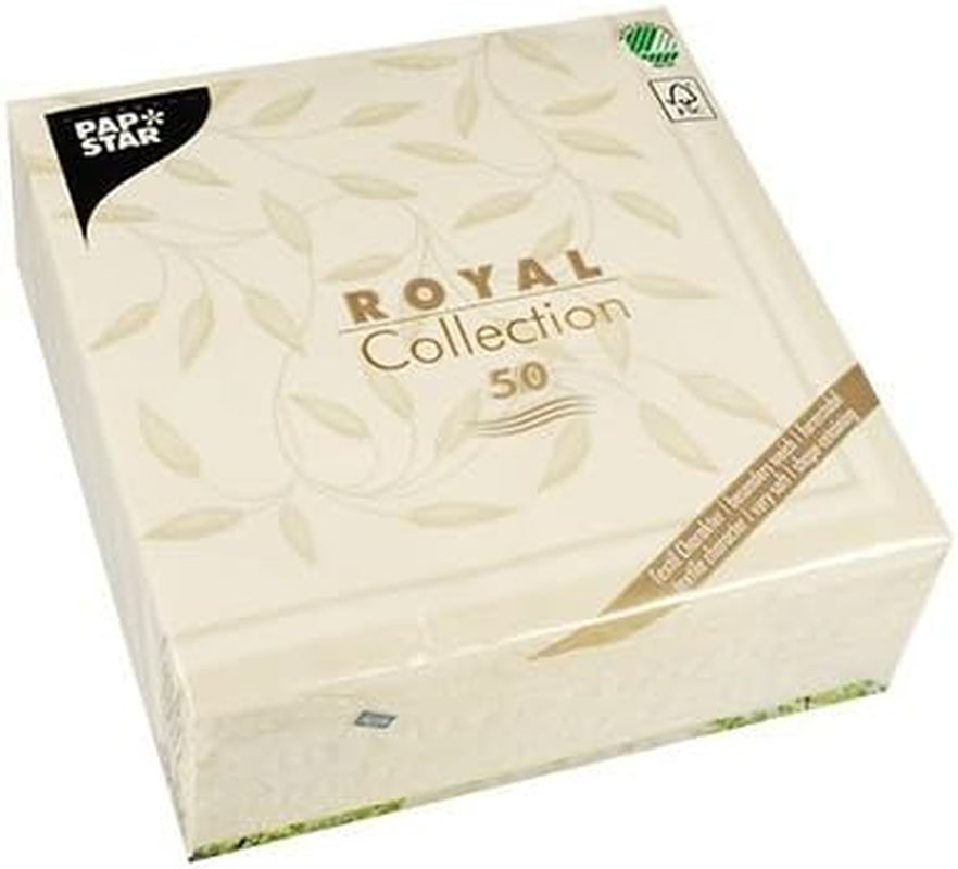 Papstar, 50 Servietten „ROYAL Collection“ 1/4-Falz 40 cm x 40 cm Champagner „New Mediterranean“, #11651