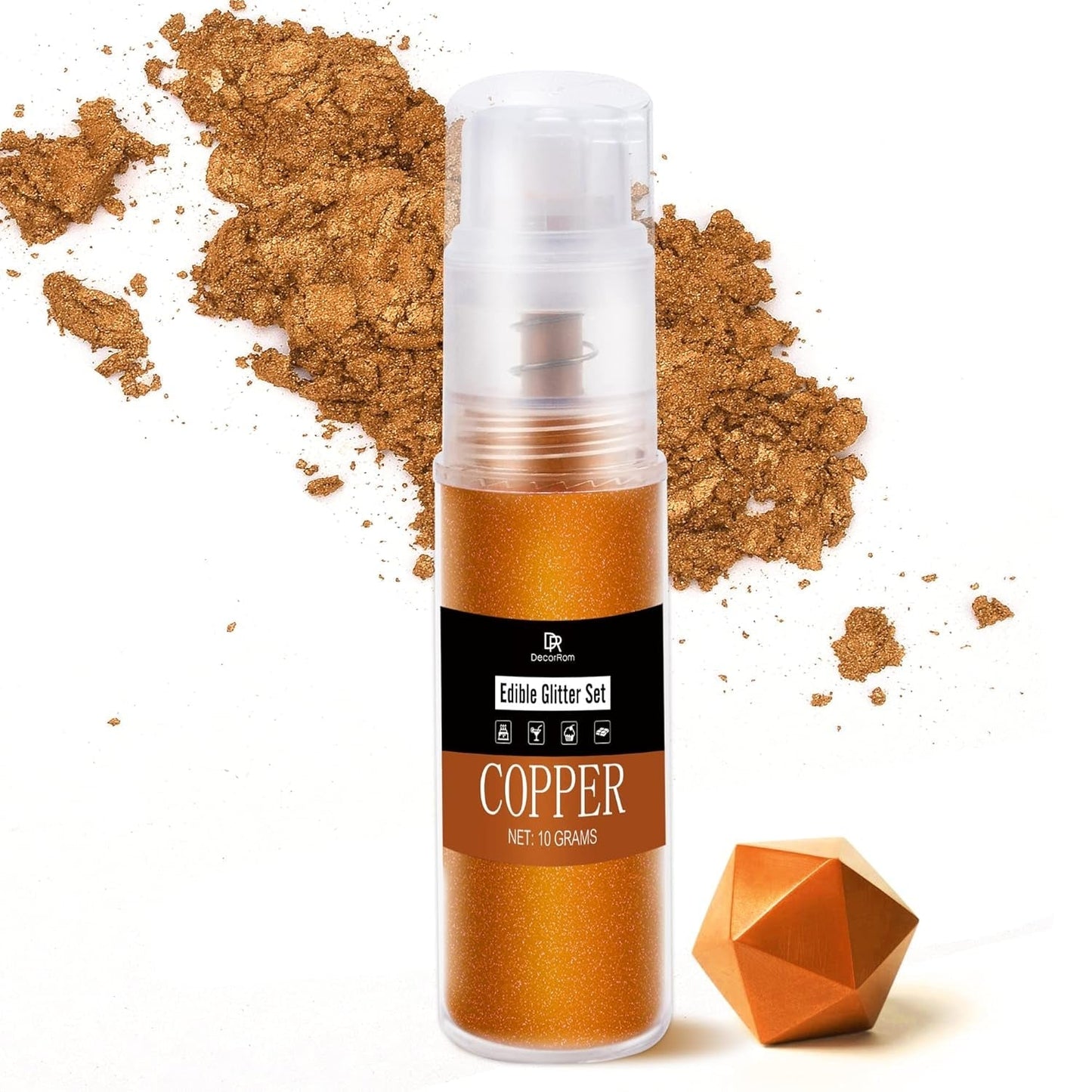 DecoRom, essbarer Glitzer, Pulver, 10 Gramm Glitter Naty Shop Copper