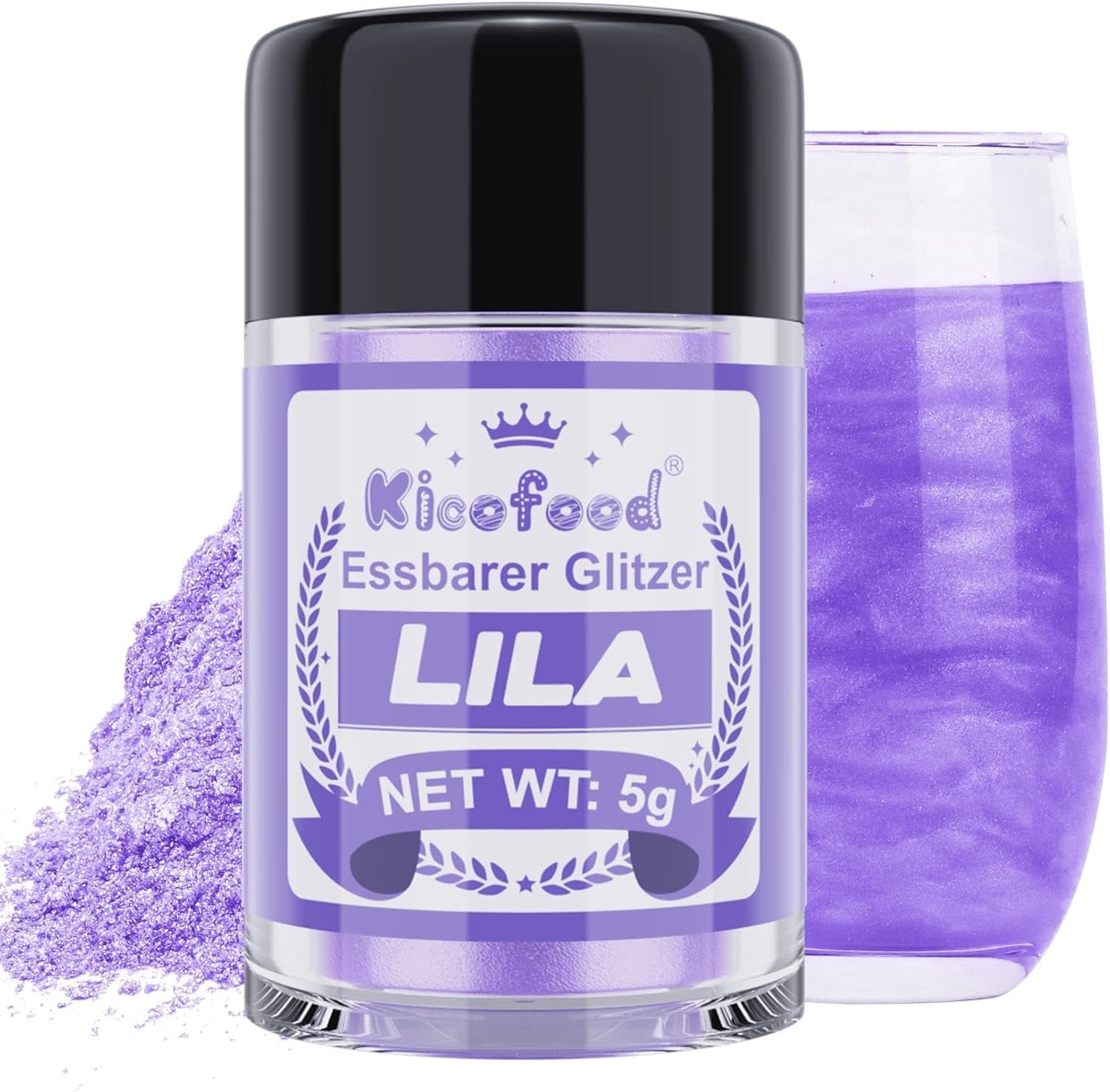 Kicofood, essbarer Glitzer, 5 Gramm, verschiedene Farben Glitter Naty Shop Lilac Purple