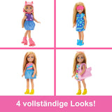 Barbie Chelsea-Puppe und Kleiderschrank-Spielset mit Kleidung und Zubehör, 17-teiliges Set, faltbar zum Spielen und Aufbewahren auf Reisen, HXN03 Naty Shop Dolls