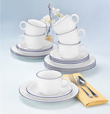 Seltmann Weiden 18-teiliges Kaffeeservice | Kompaktserie, blauer Rand | Das Set beinhaltet 6 Frühstücksteller, 6 Kaffeetassen und 6 Untertassen, blau