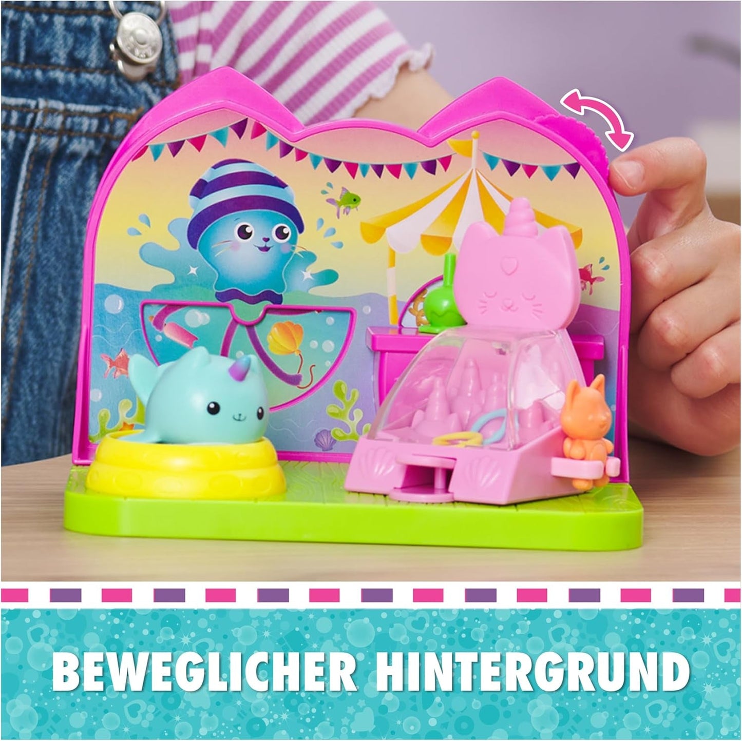 DREAMWORKS GABBY'S DOLLS HOUSE – Deluxe-Zimmer-Spielset, Kitty-Narwal-Partyraum, thematische Möbel und Accessoires, ab 3 Jahren