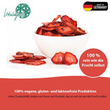 '- 150 g 100 % natürliche und reine gefriergetrocknete Erdbeeren - Geschnittene getrocknete Erdbeeren - Gefriergetrocknete Trockenfrüchte ohne Zuckerzusatz - Ungesüßte Erdbeerchips Dehydrierte Produkte Naty Shop