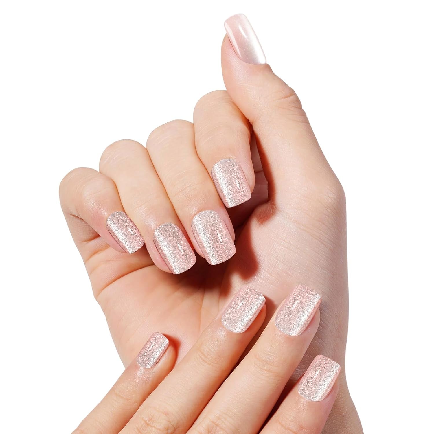 Kiiwah 48 Stück kurze quadratische Nägel, rosa, künstliche Nägel, zum Aufkleben, kurze Nagelspitzen, falsche Nagelspitzen
