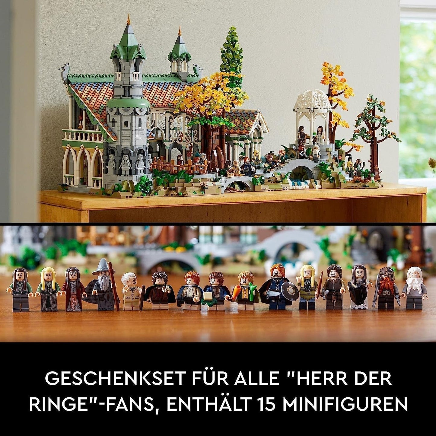 LEGO Icons Der Herr der Ringe: Bruchtal – Sammlungs- und Ausstellungsset für Erwachsene mit 15 einzigartigen Minifiguren, darunter Gandalf, Legolas, Aragorn und Frodo, exklusiv bei Amazon – 10316 Bausets Besuche den LEGO-Store