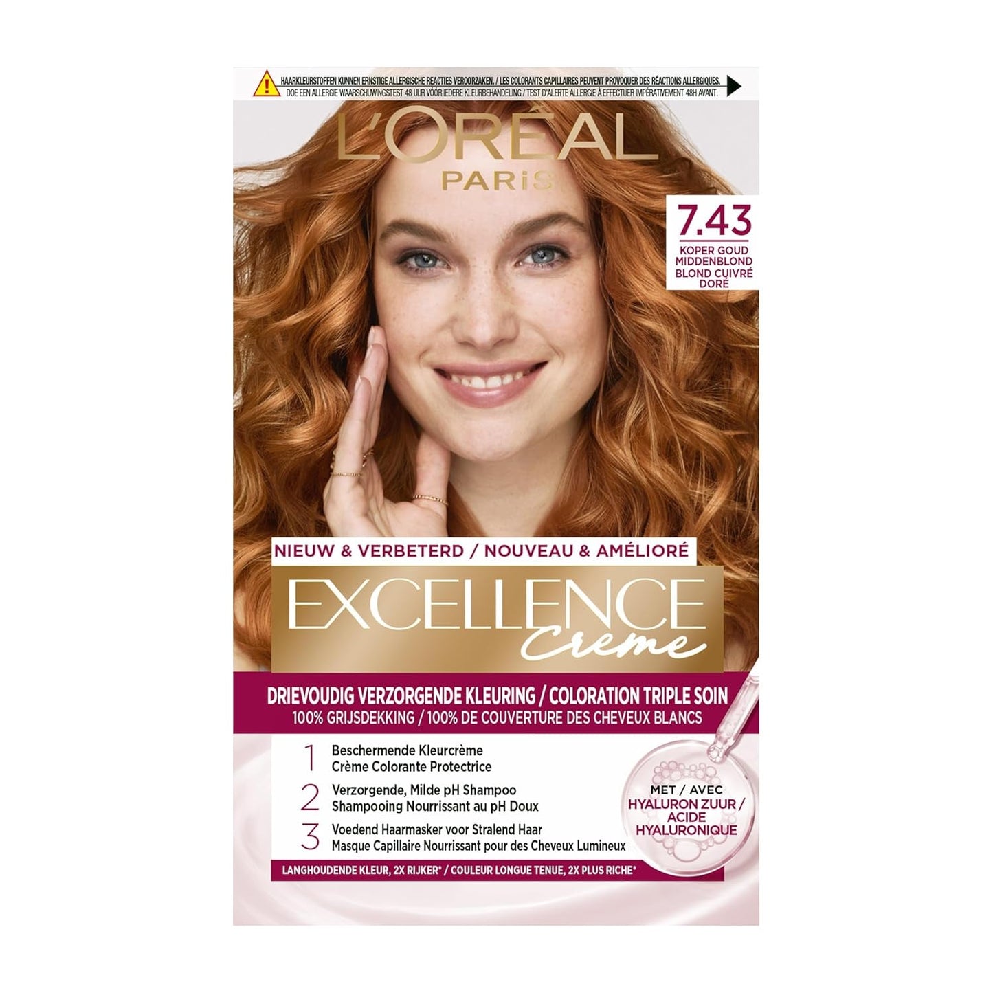 Paris Excellence Creme 7.43 Haarfarbe Rot – Haarfarbe (Rot, Blond Cuuvré Gold, Belgien, 63 mm, 100 mm, 163 mm) Naty Shop Haarfarbe Standardtitel