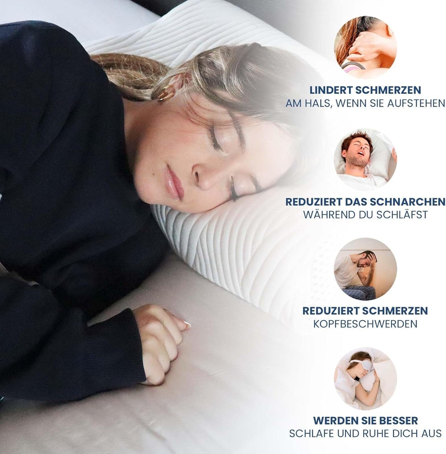 Valentia Medical Memory Foam Nackenstützkissen Orthopädisches Nackenschmerzkissen Memory Foam Nackenkissen Ultraweicher waschbarer Bezug Zervikale orthopädische Kissen Naty Shop