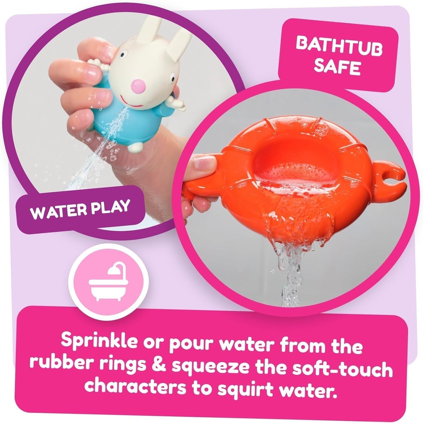 Tomy Toomies Peppa's Pool Party – 5 Becher mit Verbindungsring mit 5 Spielzeugen für Kinder Peppa Pig & Friends Water Squirter – Badespielzeug +18 Monate – Kinderbadespielzeug und Poolspielzeug Bebe Toys Naty Shop