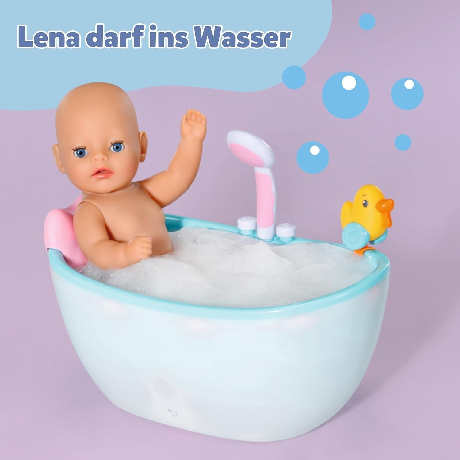 BABY Born Lena (Mädchen) – Babypuppe 36 cm – 7 Funktionen, inklusive Zubehör und Matratze – Funktioniert komplett ohne Batterien – Geeignet für Kleinkinder ab 1 Jahr