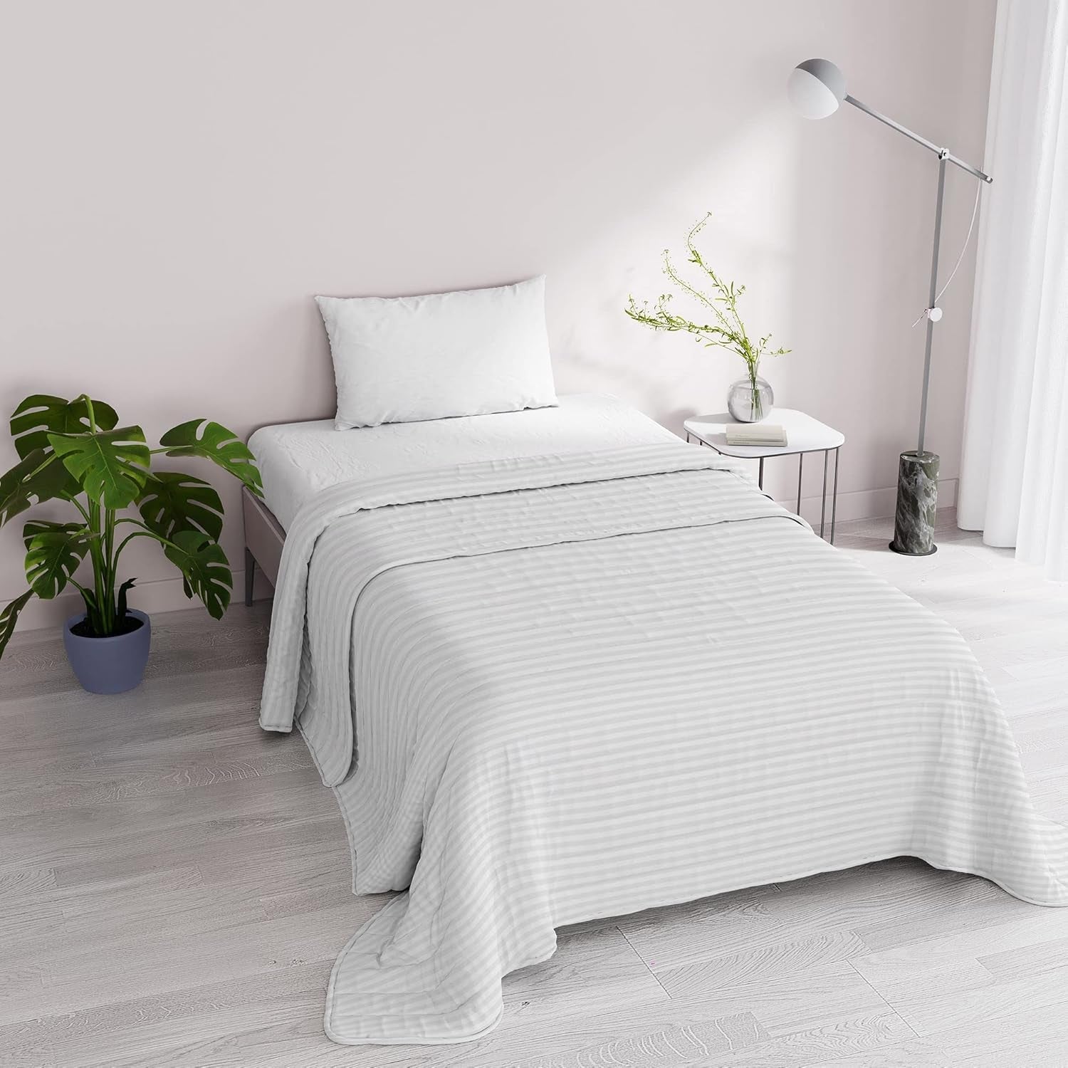 Sommerdecke Satinstreifen, Polyester, Creme, 260 x 250 cm Steppdecken und Steppdecken Naty Shop Weiß 170 x 250 cm