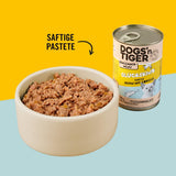 Dogs'n Tiger Schlemmermenü Glückskind, Nassfutter für Kätzchen, saftiges Hun und Forelle - ohne Getreide, Zuckerzusatz, künstliche Konservierungsstoffe, optimale Verträglichkeit, 12x 200g