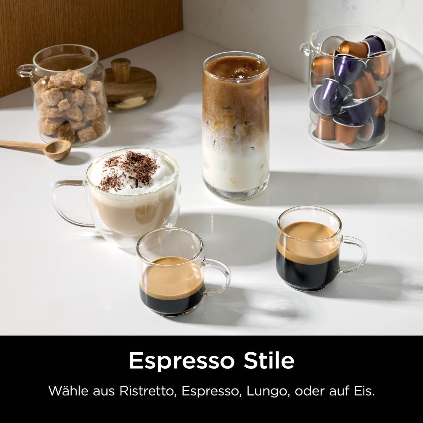Ninja Prestige 2-in-1-Filterkaffeemaschine mit Kapseln und integriertem Milchaufschäumer, für Latte, Eiskaffee und Flat White, Schwarz CFN802EU