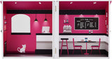 Teamson Kids – Dreamland City Café Puppenhaus 30 cm – Rosa/Weiß/Schwarz