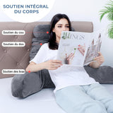 INFANTIA ergonomisches Lesekissen mit Armlehnen, Rückenstütze, groß, grau