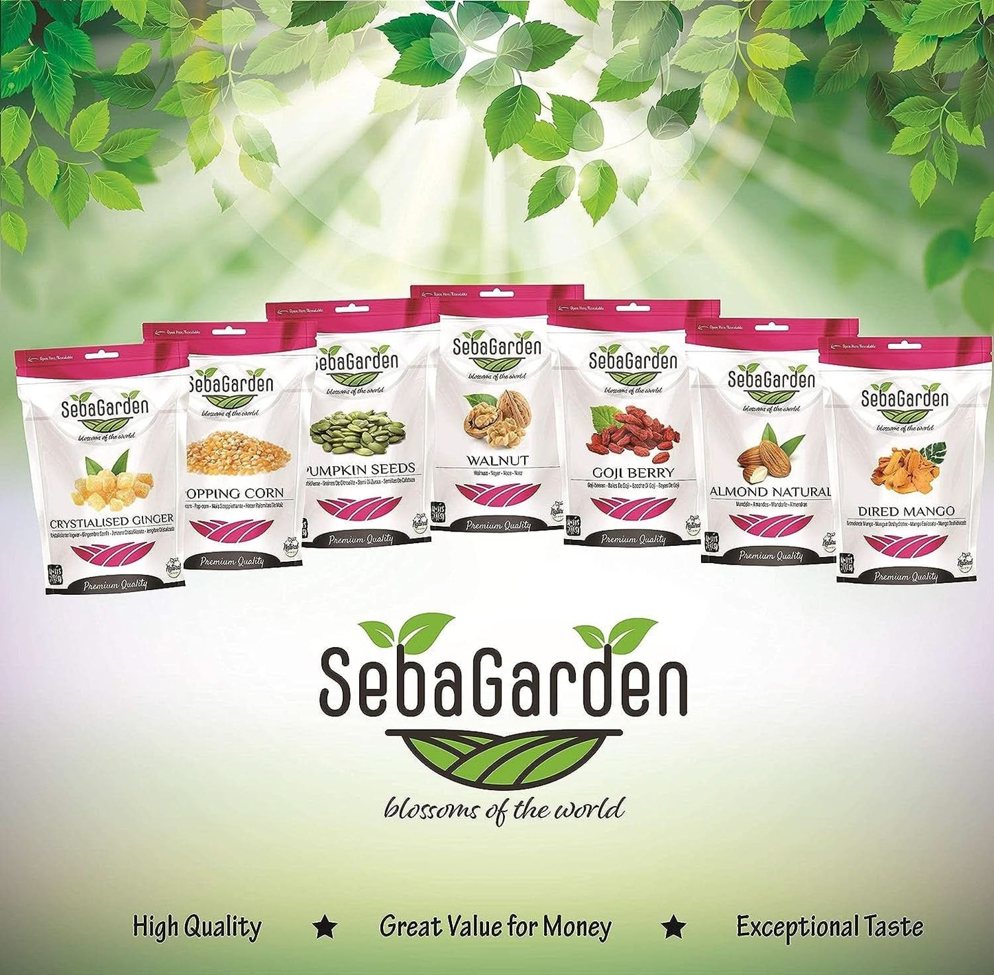 Seba Garden Premium, köstliche getrocknete mediterrane Erdbeeren, gentechnikfrei und vegan. Trockenprodukte Naty Shop