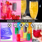 Essbarer Glitzer-Glitter – 4 Farben essbares Glitzerpulver, Glitzerpulver für Getränke, Lebensmittel, Kuchen – essbares metallisches Lebensmittelfarbpulver zum Backen, Cocktails – 5 g/Flasche