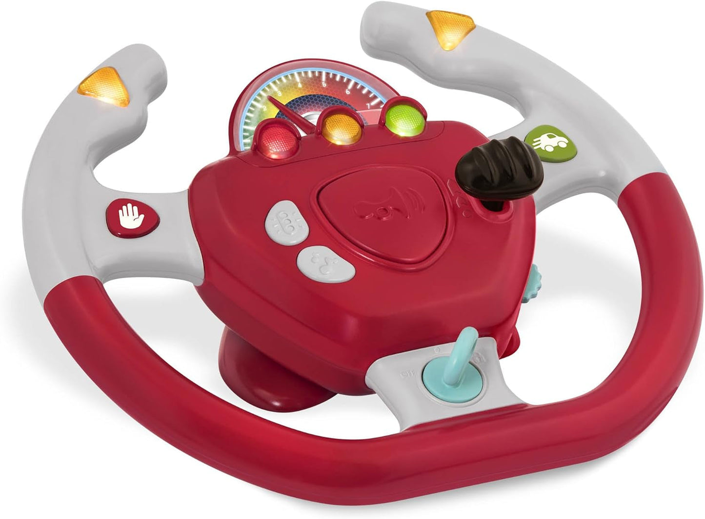 Battat Kunststoff, BT2525Z Interaktives Lenkradspielzeug, auch für Reisen und Autofahrten, mit Lichtern und Geräuschen für Kinder ab 2 Jahren, Rot, kompatibel mit Autos Babyspielzeug Naty Shop Lenkrad