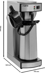 Saro Espressomaschine, inklusive Karaffe mit isolierter Edelstahlpumpe – 2,2 l – Zubereitungszeit ca. 5–6 Min. – Schutz bei Betrieb ohne Wasser – 2.069 kW – Modell THERMO 24