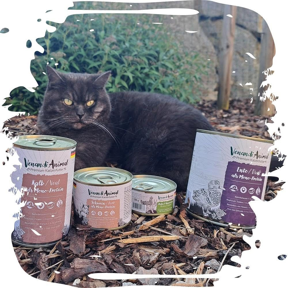Venandi – Premium-Nassfutter für Katzen – Schweinefleisch als Single-Protein, 6 x 400 g (6er-Pack), getreidefrei mit extra Fleisch