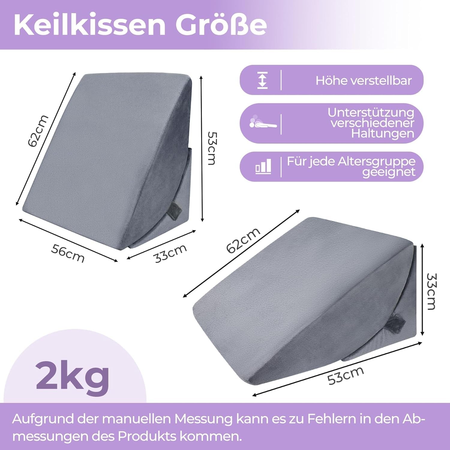 Verstellbares Federkissen aus hochdichtem Schaumstoff, ergonomisches Rückenkissen für Bett und Sofa, Anti-Reflux-Lesekissen zum Schlafen, Spielen, Fernsehen (schwer)