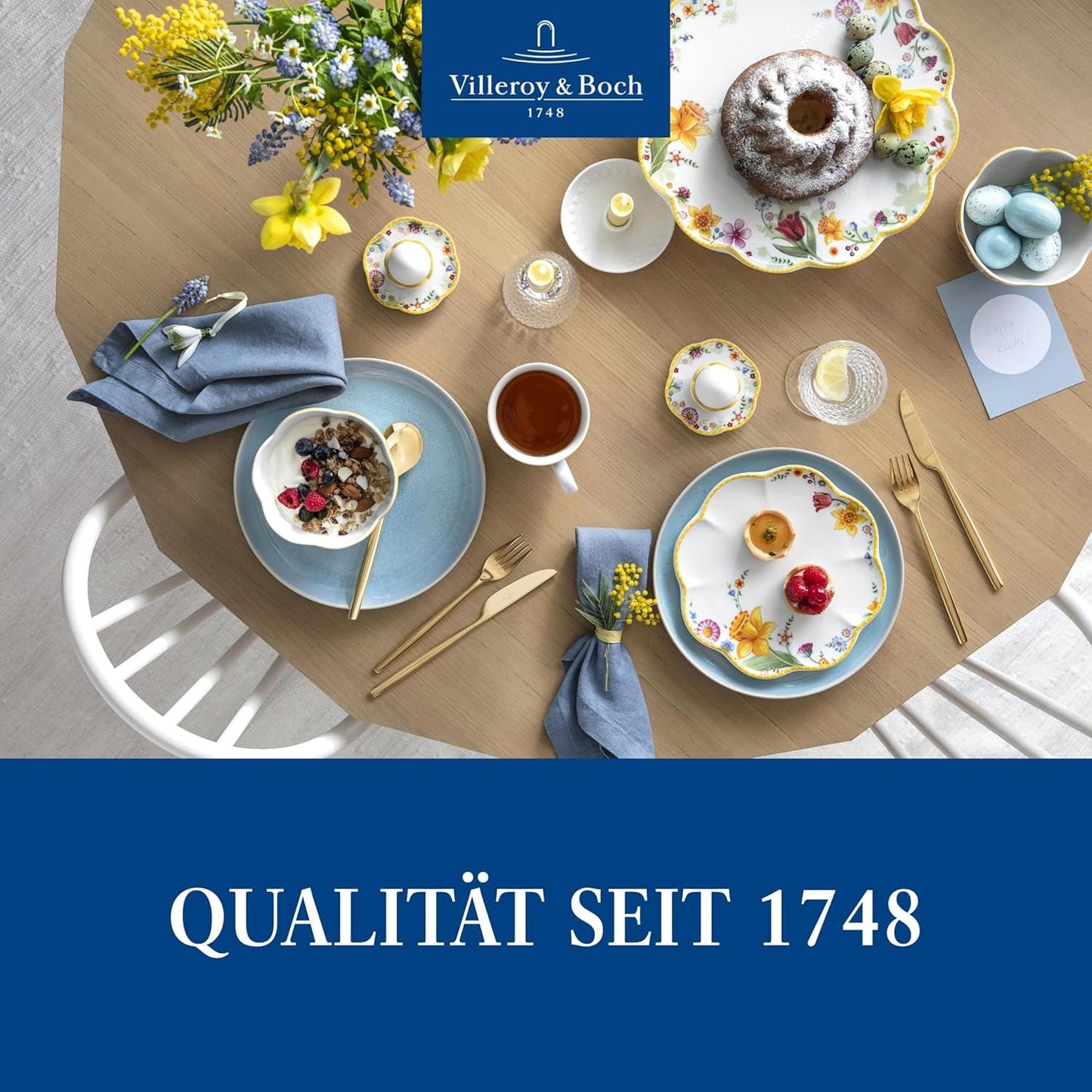 Villeroy & Boch - Frühlingserwachen Frühstücksset für 2, 6-teilig, Ostergeschirr-Set, Frühstück, Ostern, Kaffeeservice, Frühlingsgeschirr, Porzellan