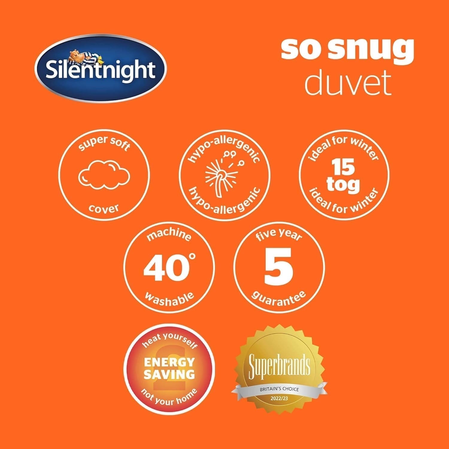 Silentnight so Snug 534222GE Bettdecke für Kingsize-Betten, 15 Tog, warm, kuschelig, dick, hypoallergen und maschinenwaschbar, weiß, Kingsize-Bettdecken und Steppdecken Naty Shop