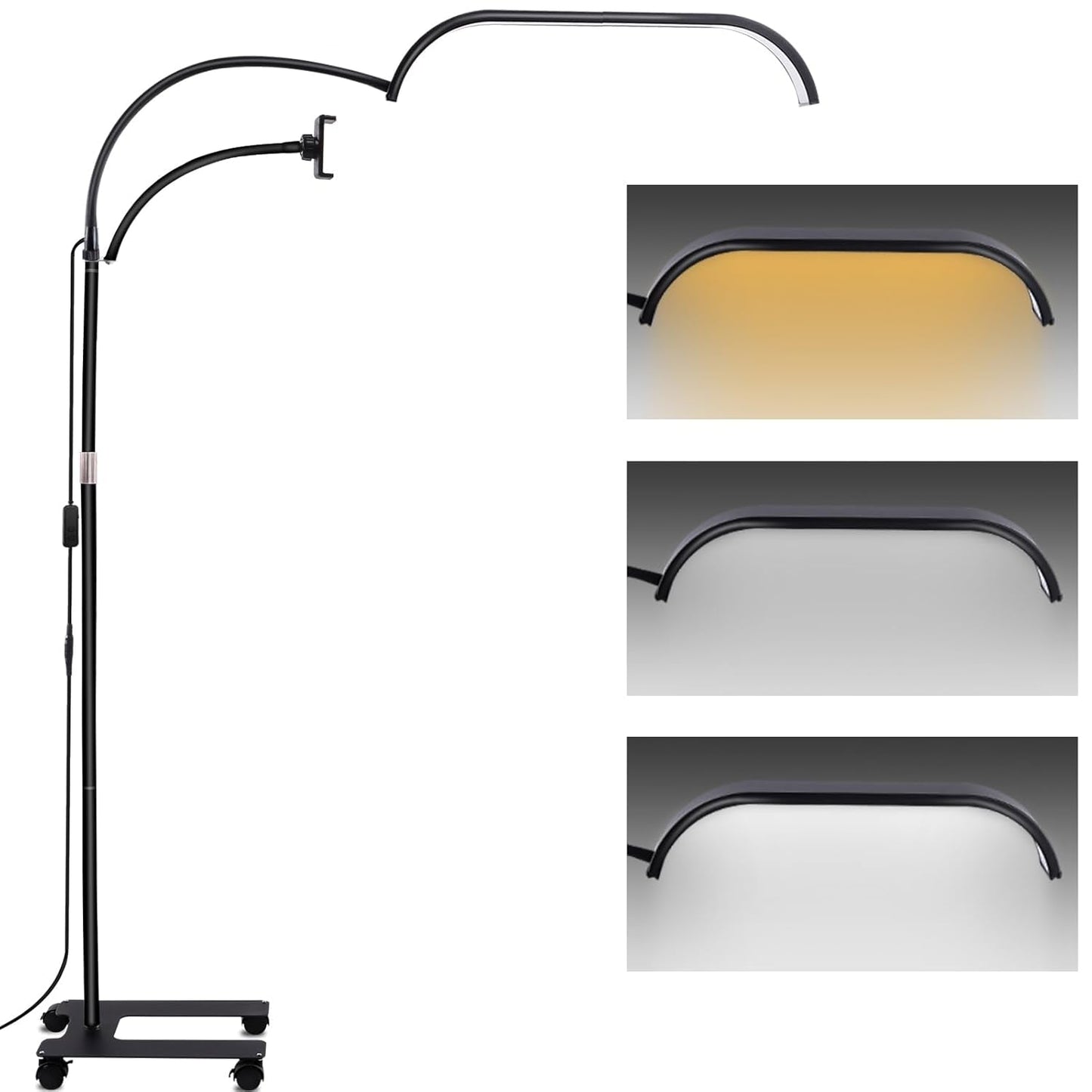 Kalolary Lampadaire, Lash Lumière Pour Extensions De Cils Regglable À 360°, 3000K-6000K Halbmondlampe, Lamp De Beauté (Halbmondlampe)