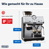 De'Longhi La Specialista Arte EC9155.MB Siebträger-Espressomaschine mit Mahlwerk, 8 Mahlgradeinstellungen, 15 bar Druck, 3 Temperatureinstellungen, Milchaufschäumer, 1550 W, 1,7 l Tank, Edelstahl/Schwarz, inklusive Barista-Kit