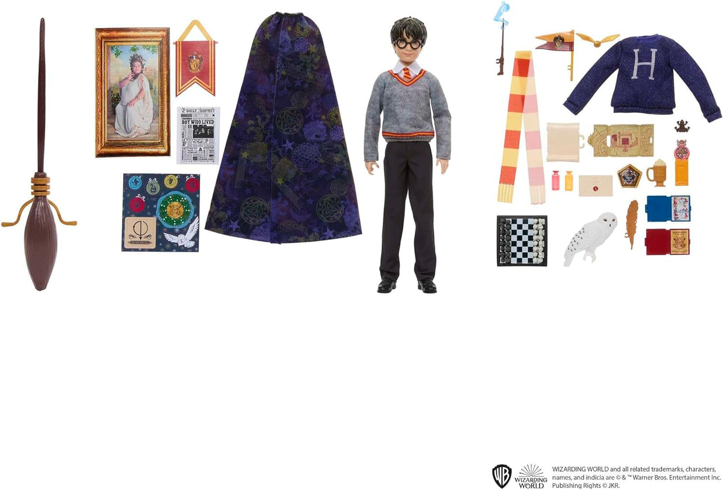HARRY POTTER Gryffindor-Adventskalender – 24 Geschichten, magische Überraschungen, Hogwarts-Gemeinschaftsraum, lebensechtes Gesicht, für Fans ab 6 Jahren, HND80 Naty Shop-Puppen