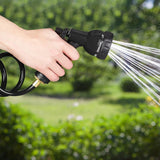 Relaxdays Spiralschlauch, ausziehbar bis 10 m, flexibler Gartenschlauch mit Wassersprüher, 7 Sprühmuster, schwarz