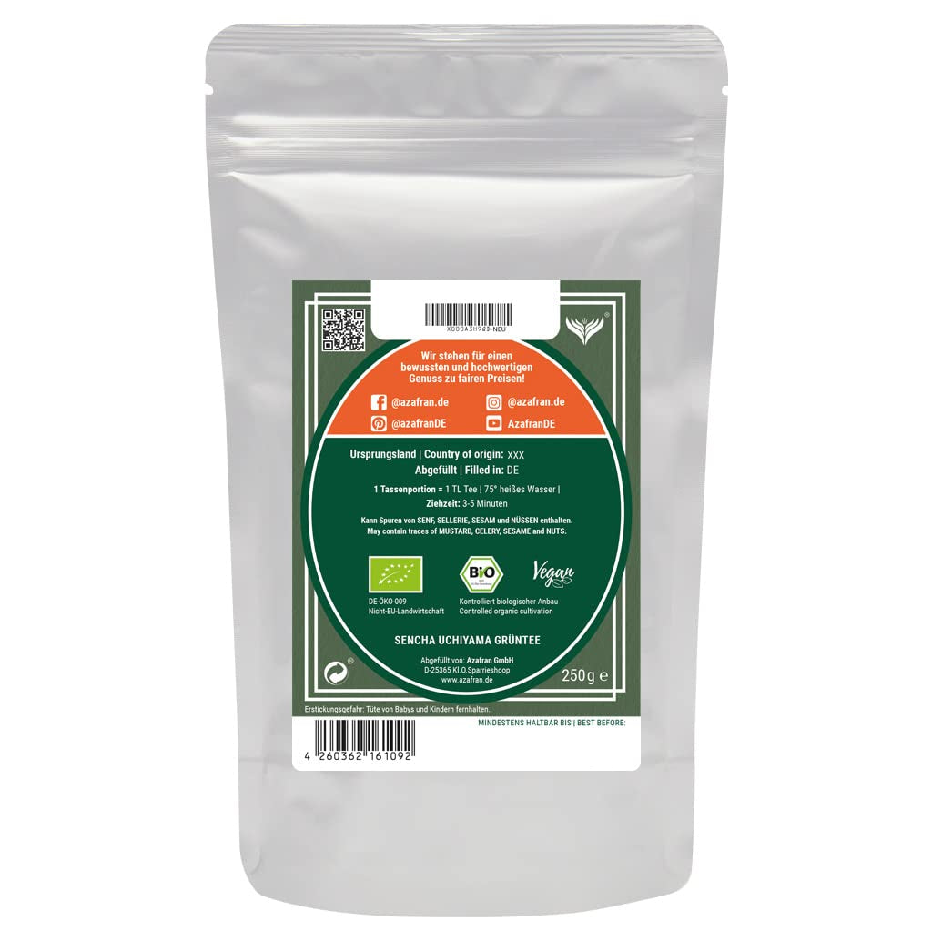 Azafran Grüntee – Bio Sencha Grüntee lose geschnitten – Original Uchiyama aus Japan 250 g