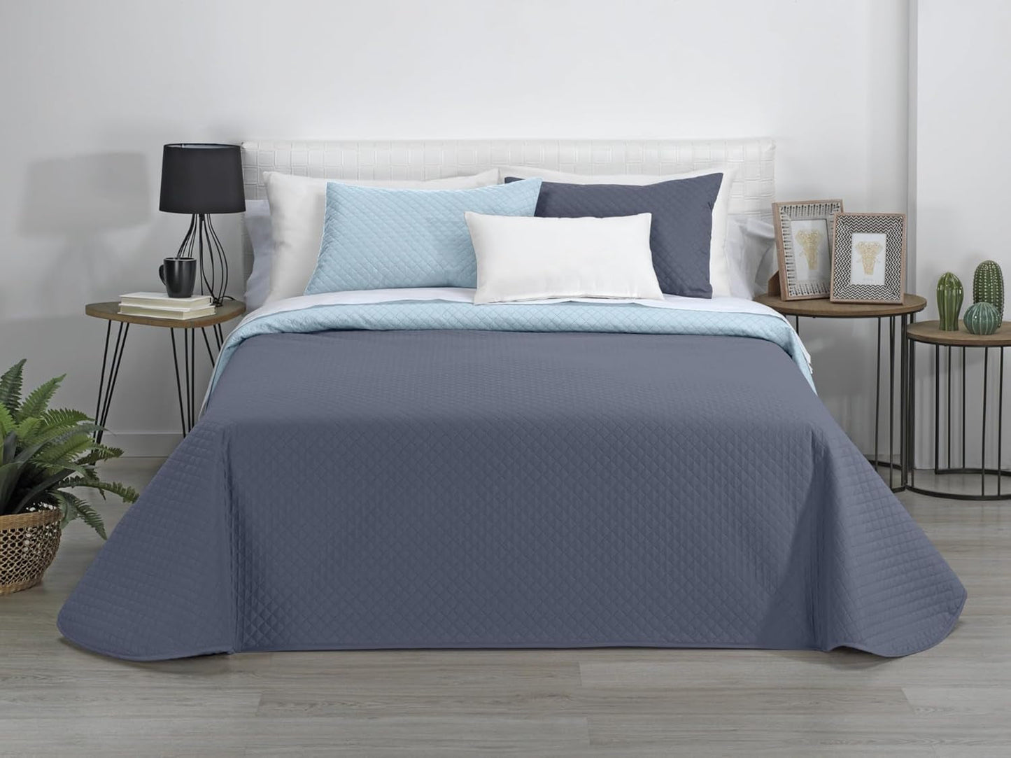 AVA | Boutique Wendedecke | Für alle Jahreszeiten | Farbe – Himmelblau/Stein | Für 120/135 cm breite Betten. Bett. (230 x 270 cm. Ancho X Alto) | Steppdecke Quilts und Quilts Naty Shop Standardtitel