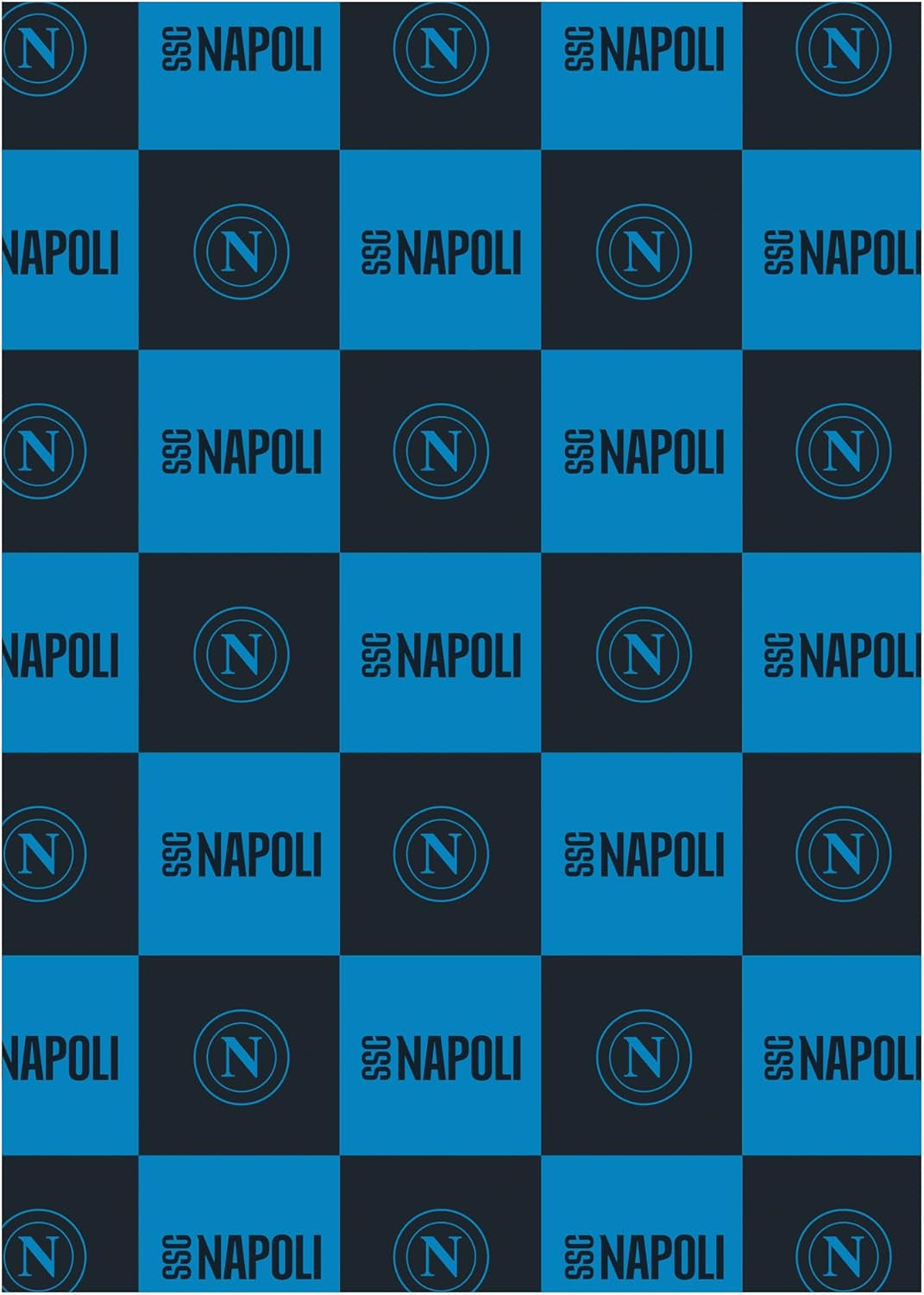SSC Napoli, weiche Decke mit Logo, warme Decke für Sofa und Bett, Größe 150 x 210 cm, weicher Griff, hellblau, offizielles Produkt Hermet Beds and Blankets Light Blue 150X210