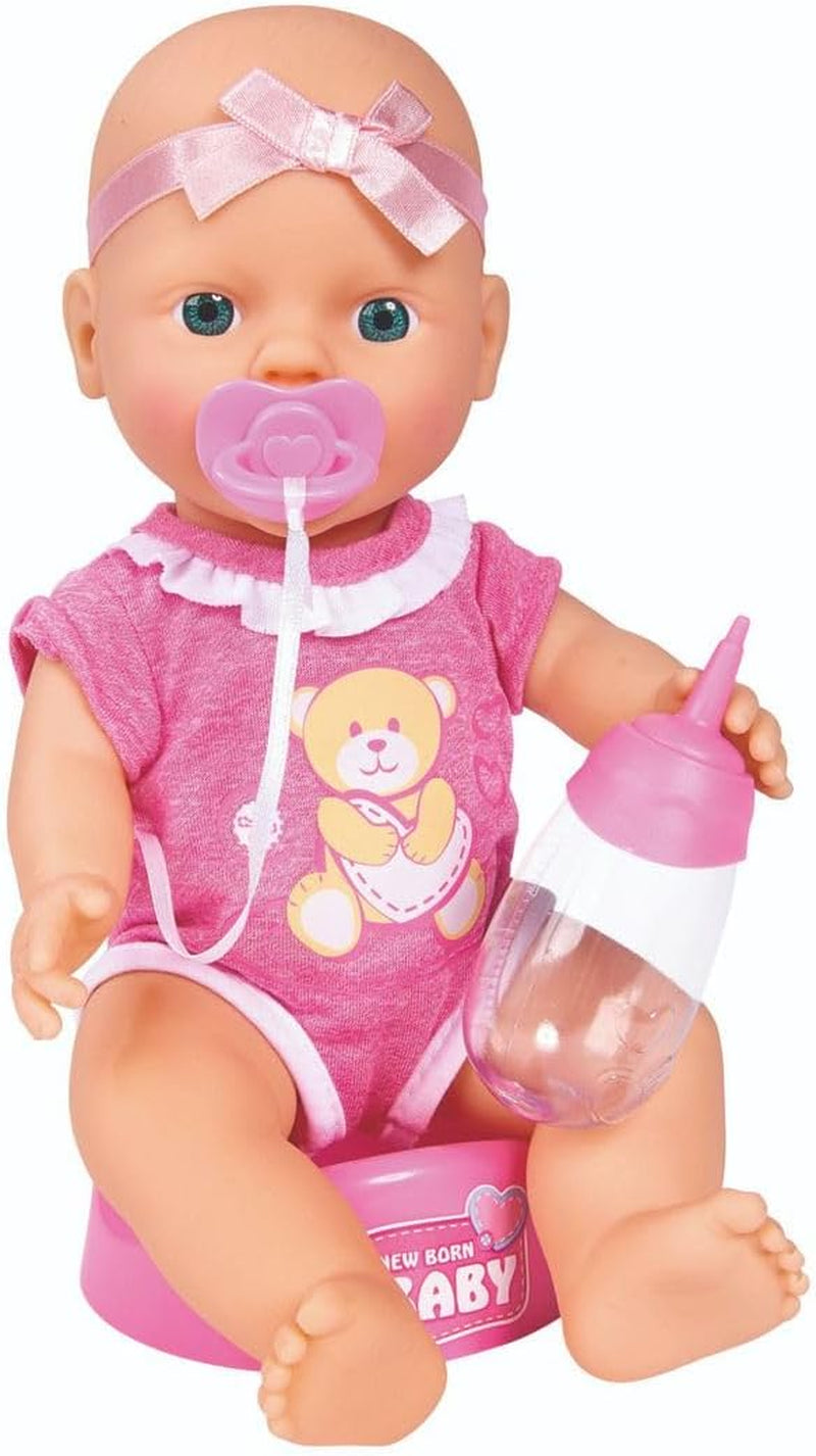 Simba 105030069 – Neugeborene Puppe, Trink- und Trinkpuppe aus Vollvinyl mit Geburtsurkunde und Zubehör, 4 Teile, 30 cm, Babypuppe, ab 3 Jahren