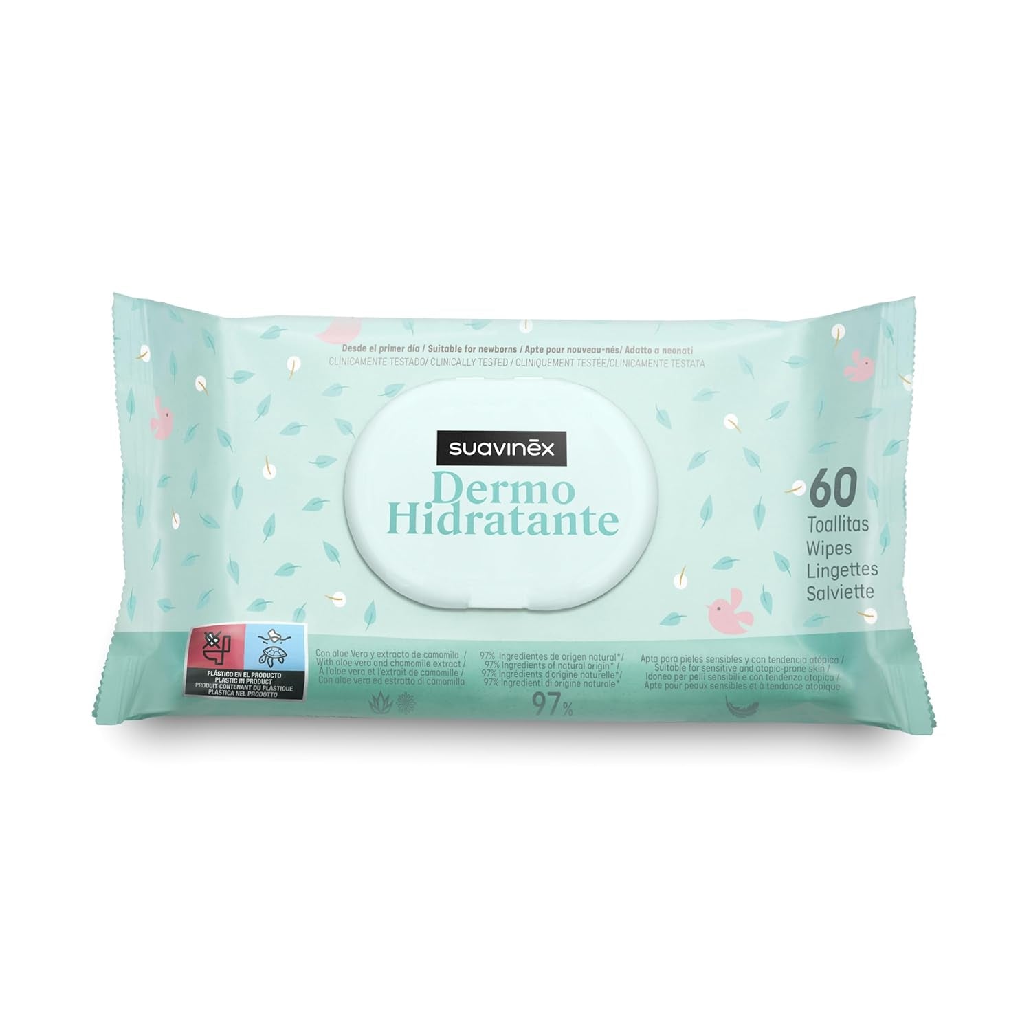 Suavinex 14 Packung mit 60 Baby-Feuchttüchern (insgesamt 840 Tücher), feuchtigkeitsspendend, geeignet für atopische Haut, 95 % natürliche Inhaltsstoffe
