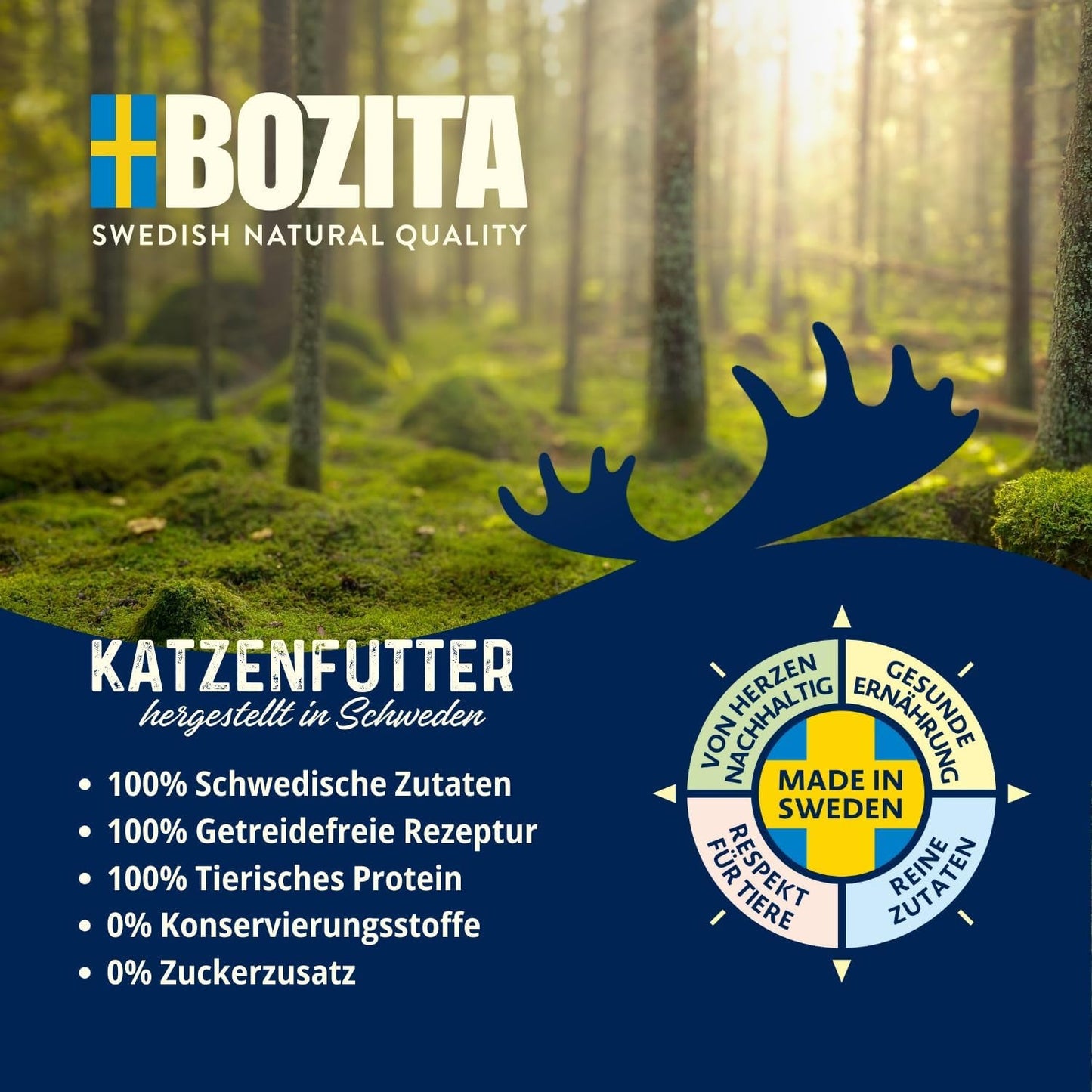 Bozita Pouch Nassfutter Häppchen in Sauce mit Huhn - 12x85g Portionsbeutel getreidefreies & weizenfreies Futter für Katzen - Katzennassfutter für erwachsene Katzen mit 8,5% Protein & 4,5% Fettgehalt