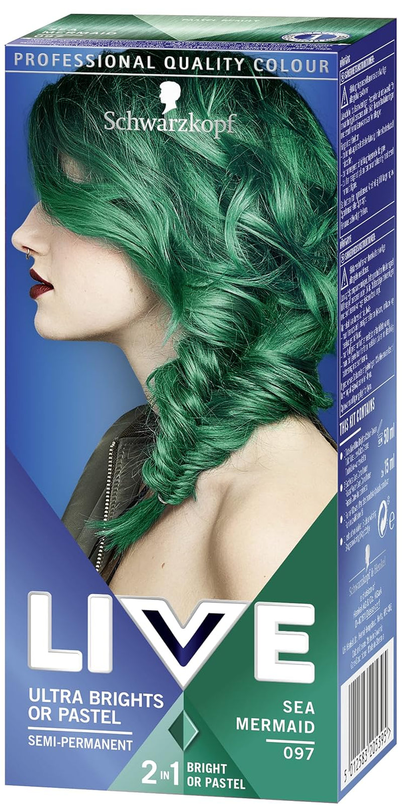 Live Ultra Bright oder Pastel Red Haarfärbemittel, 3er-Pack, semipermanente Farbe, hält bis zu 15 Haarwäschen – 092 Pillar Box Red Naty Shop Haarfärbemittel 97 Mermaid, 3er-Pack (1 Stück)