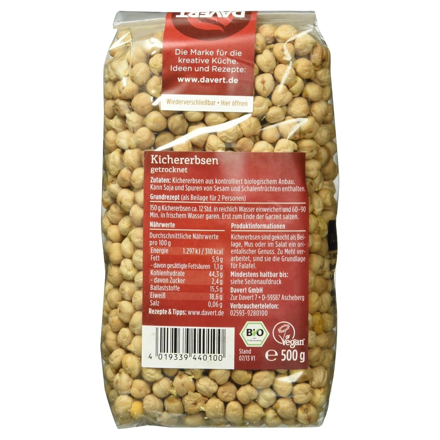 Davert Bio Kichererbsen, 500 g