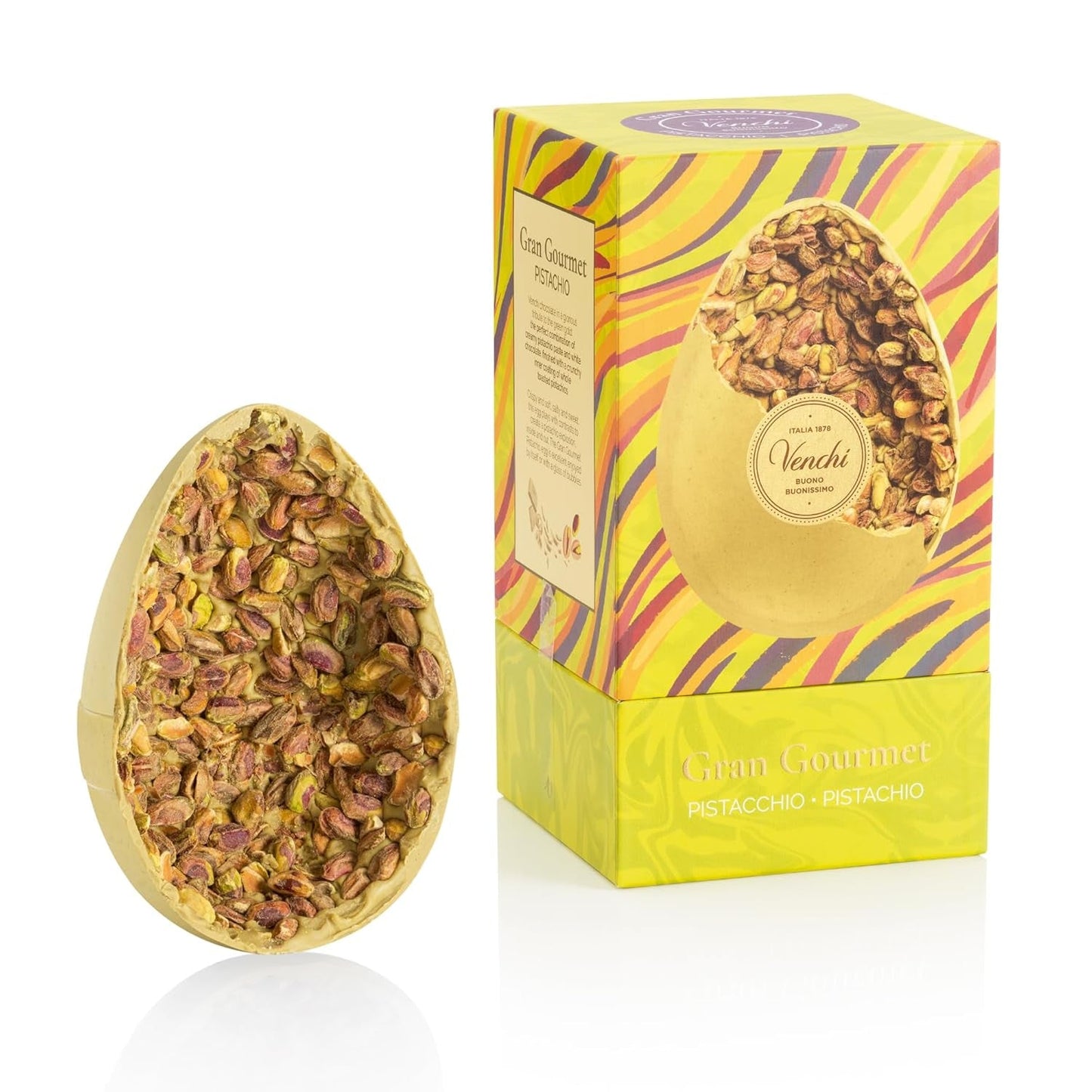 Venchi - Schokoladenei, Pistaziengeschmack, mit ganzen Pistazien, mit Überraschung, glutenfrei, 500g, Osterkollektion, Geschenkidee