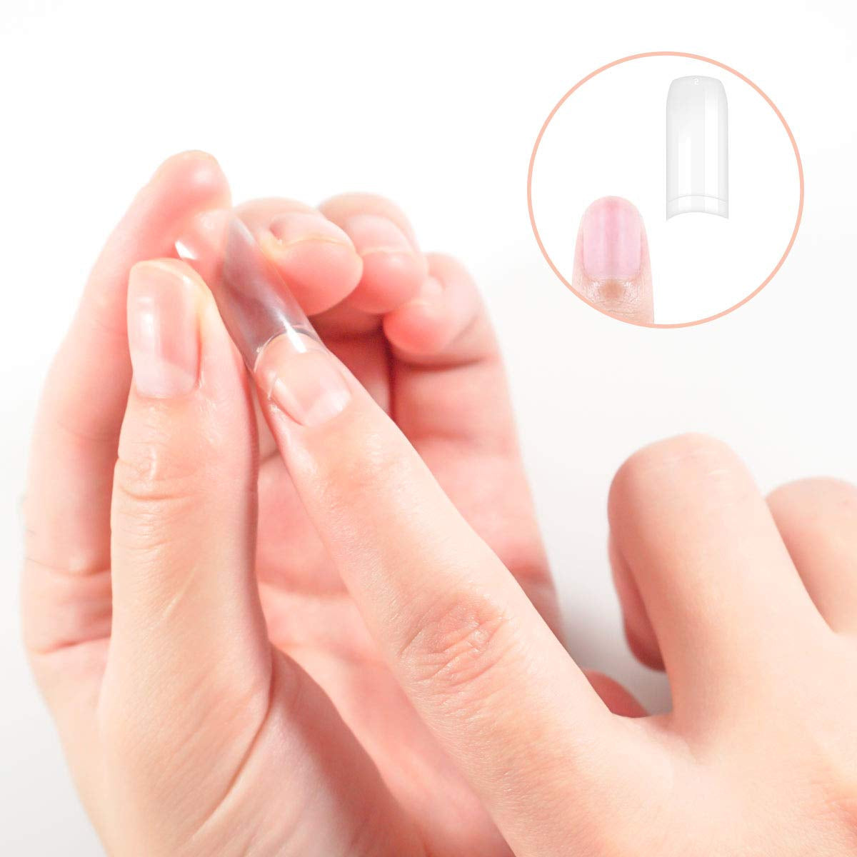 Künstliche Nägel, 500 Stück, natürliche Farbe, künstliche künstliche Nägel, 10 Größen, DIY-Acryl, mit Box, Nagelbürste, Nagelhautschieber, Nagelfeile