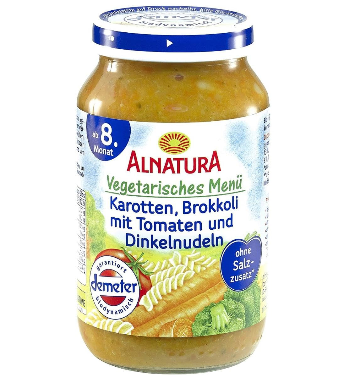 Bio-Nudeln mit Karotten, Brokkoli mit Tomaten und Dinkel, ab 8 Monaten, 220g