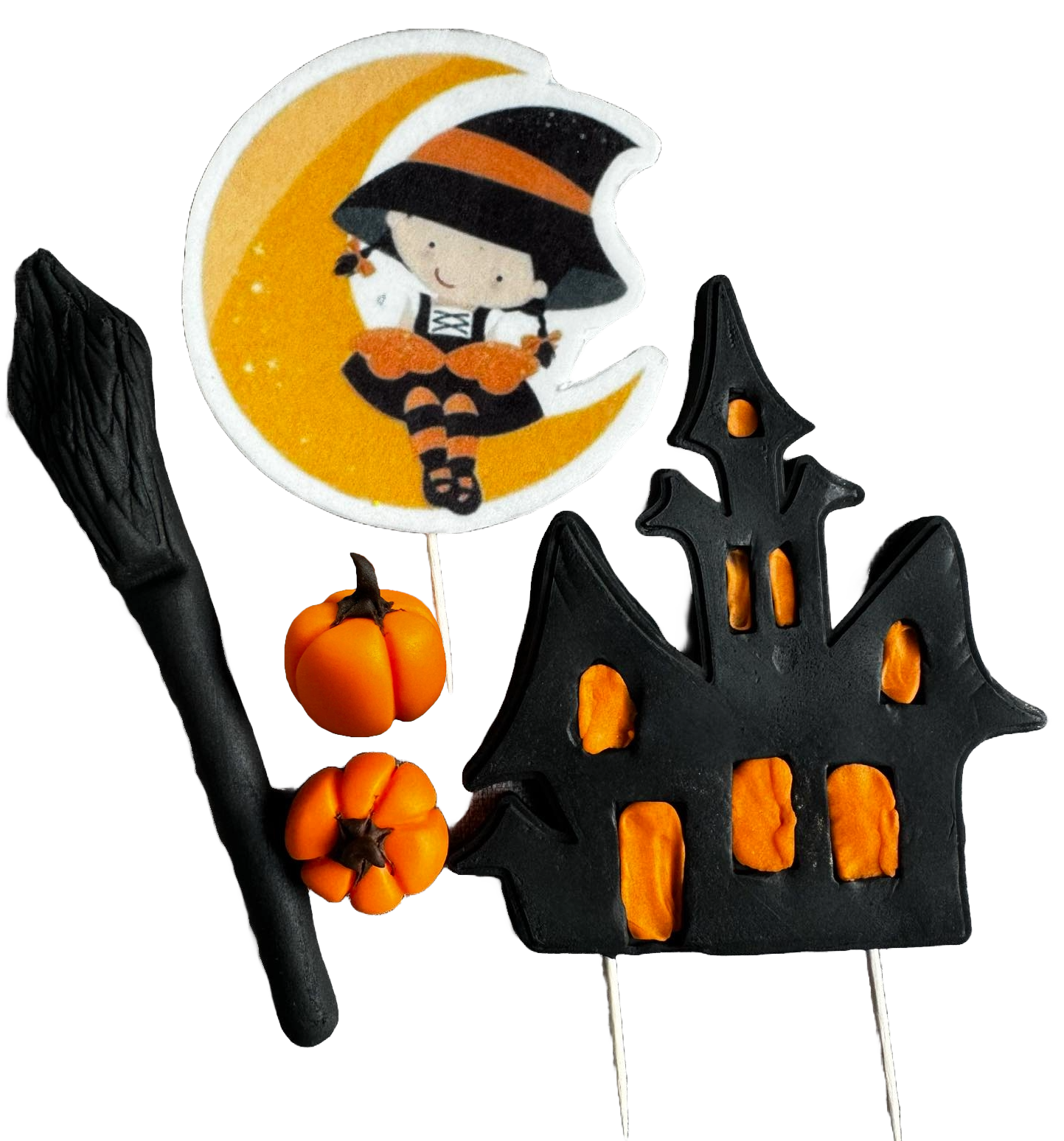 Set mit 5 essbaren Dekorationen aus Zuckerpaste, Halloween-Dekorationen aus Zuckerpaste, Naty Shop