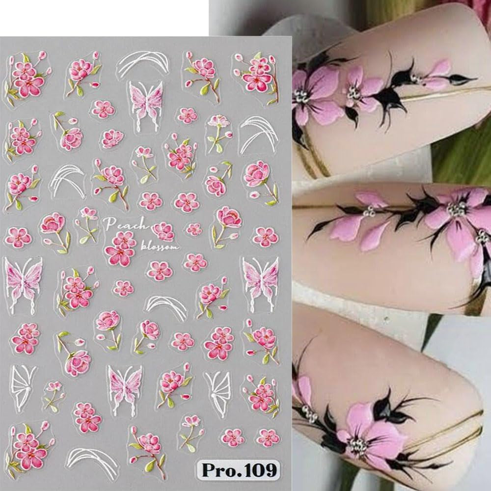 5Pcs Geprägte Gänseblümchen Nagelsticker Selbstklebend Blumen Nagelaufkleber Gänseblümchen Schmetterling Nagel Sticker Nageldesign Aufkleber Nägel Zubehör Blume Nail Sticker Flower Nail Art Sticker