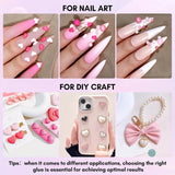 Makartt Strass-Klebegel – 15 ml UV-Nagelkleber-Set mit rosa Nagel-Charms, Herz-Kreis-Nagelschmuck und Nageldesign-Zubehör für Heim-Maniküre, Valentinstagsgeschenk