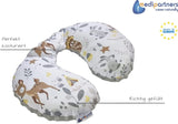 Medi Partners Baby-Nackenkissen, Nackenstütze, 100 % Baumwolle/Minky, Baby-Nackenkissen für Auto, Kinderwagen, Reisen, Reisen, Schlafen, Nackenkissen, Schlummerrolle (REH mit grauem Minky), orthopädische Zervikalkissen, Naty Shop