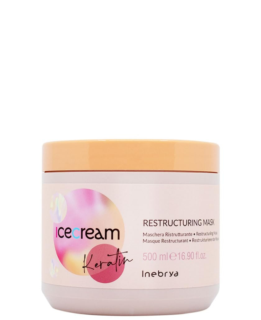 Keratin Ice Cream Restrukturierungsmaske. Restrukturierende Haarmaske, 500 ml Naty Shop Haarmaske 500 ml (1 Packung)