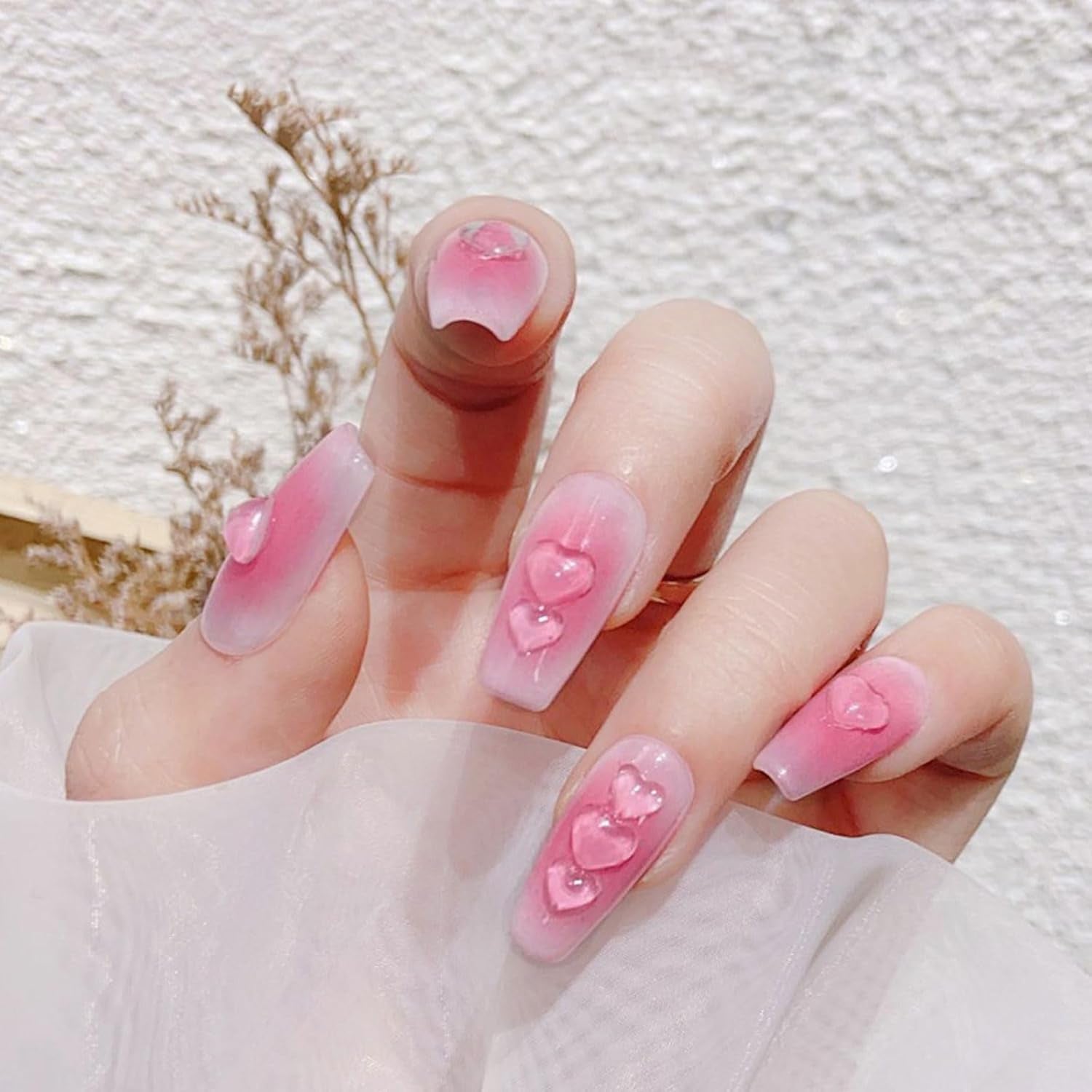 3D Herz Nail Art Charms, 320 Stück Niedliche Klar Acryl Herz Nagel Charms, Flatback Herz Nagel Strasssteine ​​4Mm 6Mm 8Mm Harz Nagelkunst Dekorationen für Frauen Mädchen DIY Maniküre Zubehör(4Mm 6Mm 8Mm)